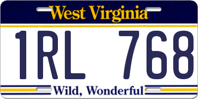 WV license plate 1RL768