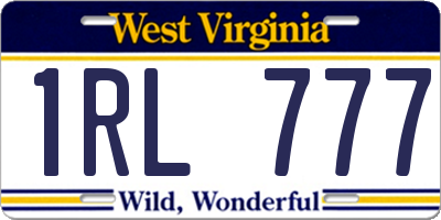 WV license plate 1RL777