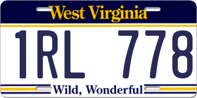 WV license plate 1RL778