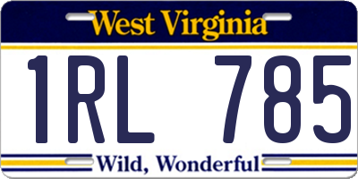 WV license plate 1RL785