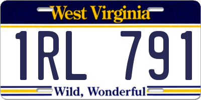 WV license plate 1RL791
