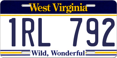 WV license plate 1RL792