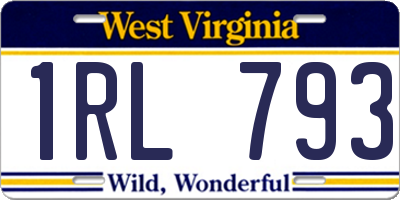 WV license plate 1RL793