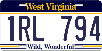 WV license plate 1RL794