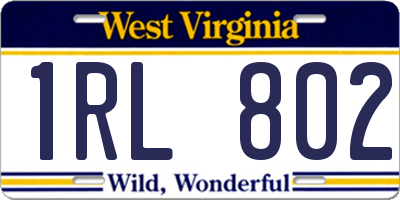 WV license plate 1RL802