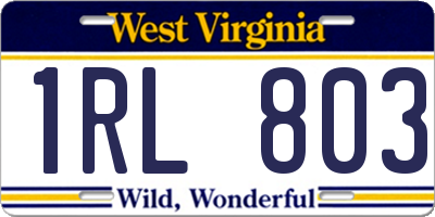 WV license plate 1RL803