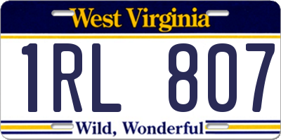 WV license plate 1RL807