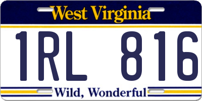 WV license plate 1RL816