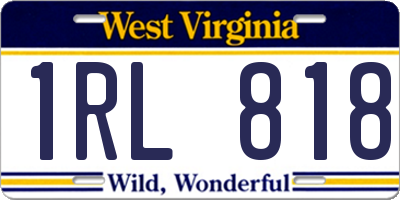 WV license plate 1RL818