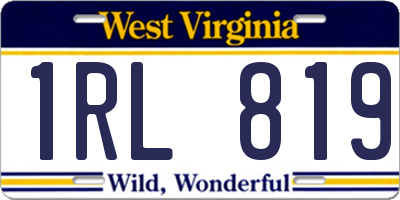 WV license plate 1RL819