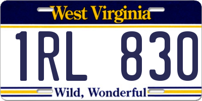 WV license plate 1RL830