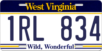 WV license plate 1RL834