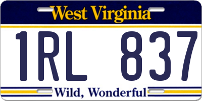 WV license plate 1RL837