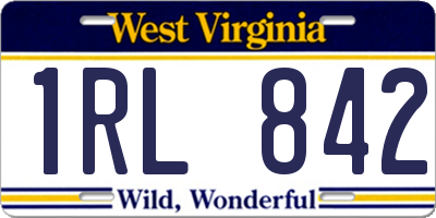 WV license plate 1RL842