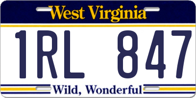 WV license plate 1RL847