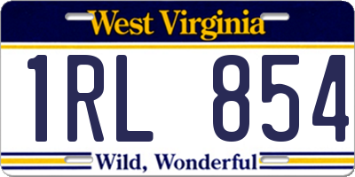 WV license plate 1RL854