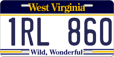 WV license plate 1RL860