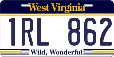 WV license plate 1RL862