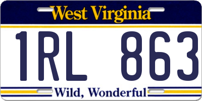 WV license plate 1RL863