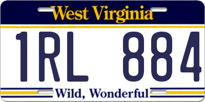 WV license plate 1RL884