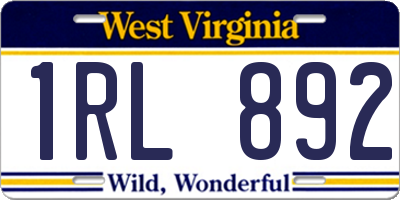WV license plate 1RL892