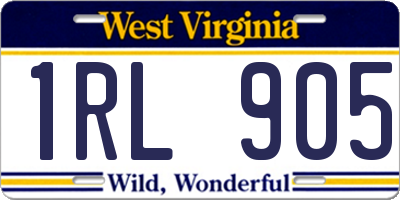 WV license plate 1RL905