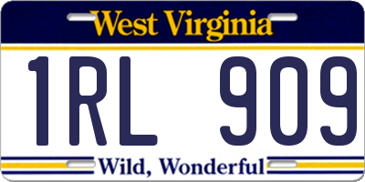 WV license plate 1RL909