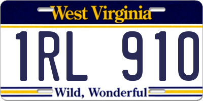 WV license plate 1RL910