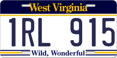 WV license plate 1RL915