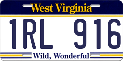 WV license plate 1RL916
