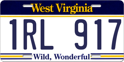 WV license plate 1RL917