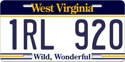 WV license plate 1RL920