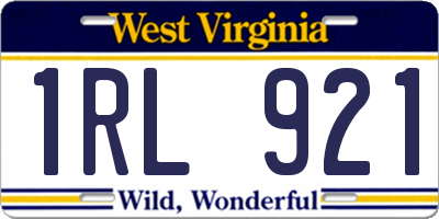 WV license plate 1RL921