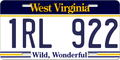 WV license plate 1RL922