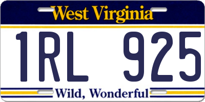 WV license plate 1RL925