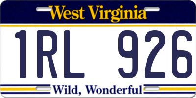 WV license plate 1RL926