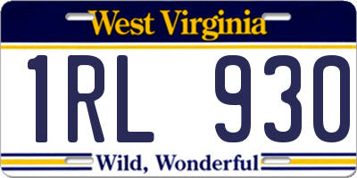 WV license plate 1RL930