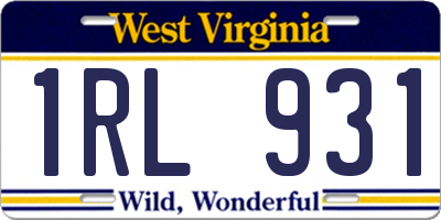 WV license plate 1RL931