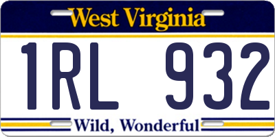 WV license plate 1RL932