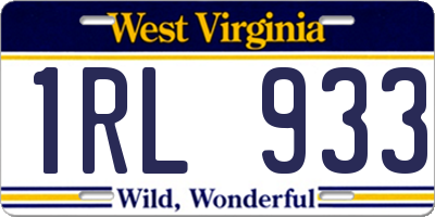 WV license plate 1RL933