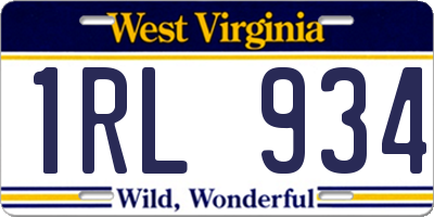 WV license plate 1RL934