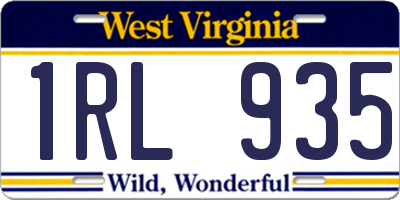 WV license plate 1RL935