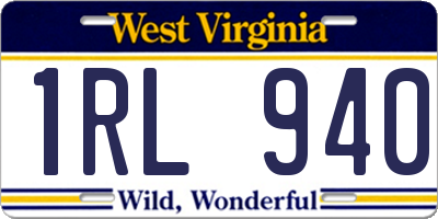 WV license plate 1RL940