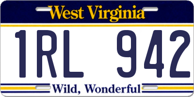 WV license plate 1RL942
