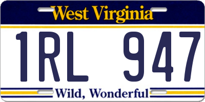 WV license plate 1RL947