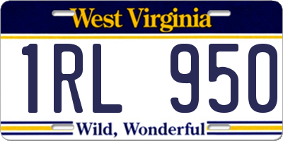 WV license plate 1RL950
