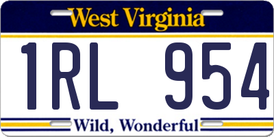 WV license plate 1RL954