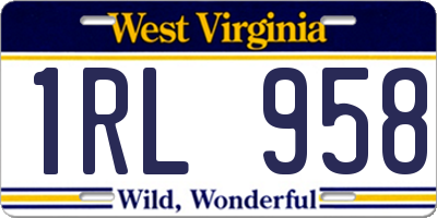 WV license plate 1RL958
