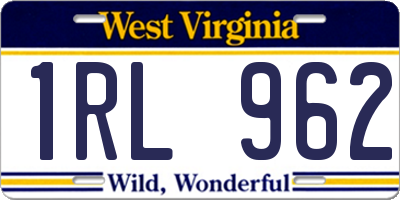 WV license plate 1RL962