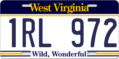 WV license plate 1RL972
